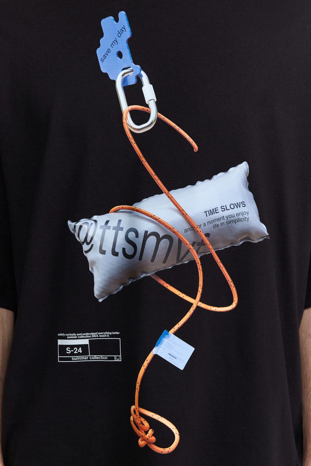 Футболка прямая хлопковая с принтом - цвет черный - 6