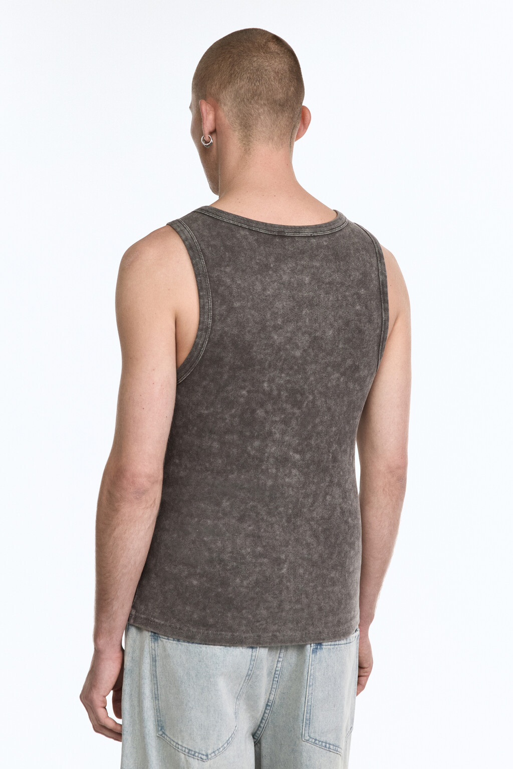 Майка свободная хлопковая с вареным эффектом - цвет серый - 4