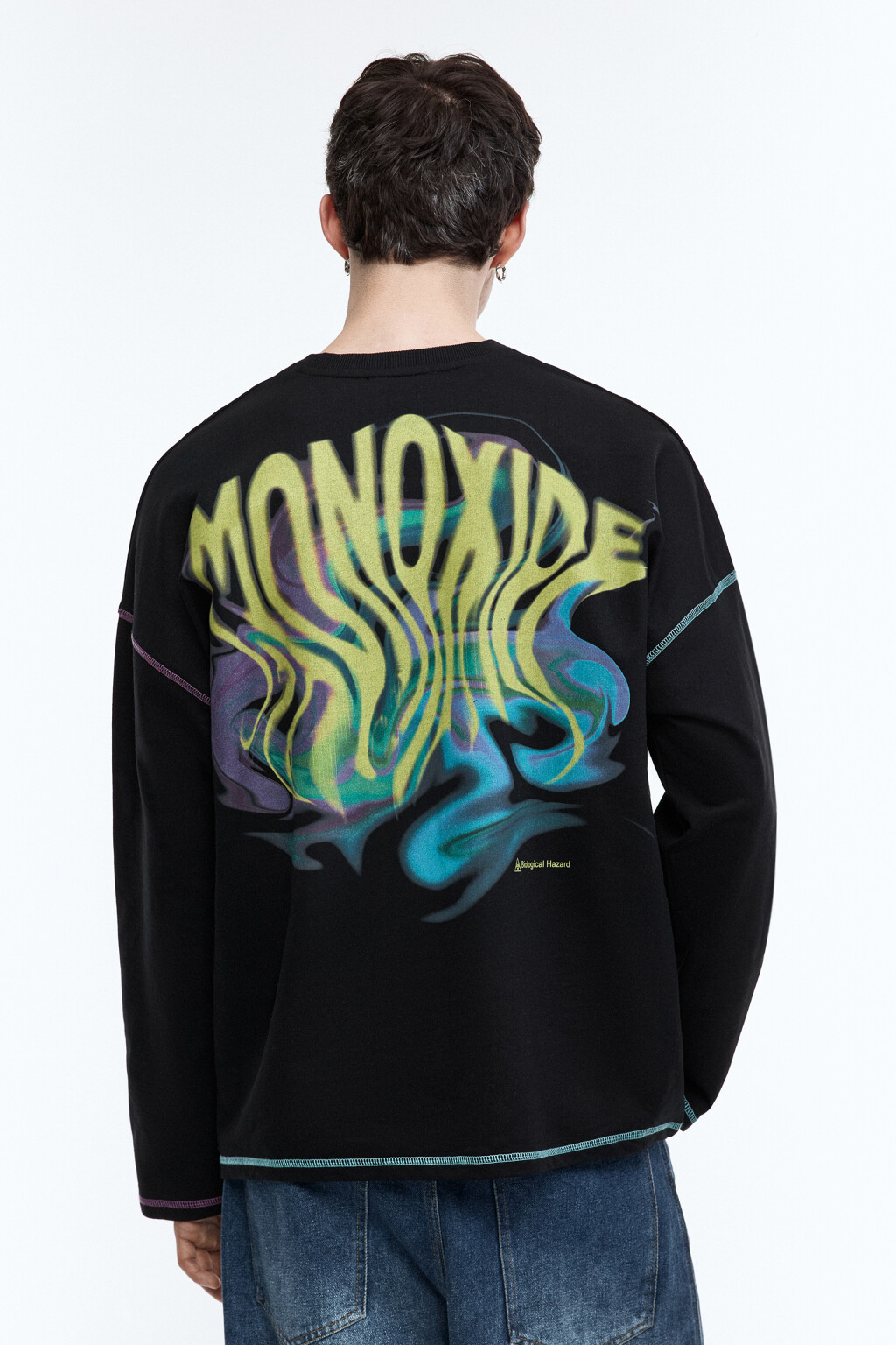 Лонгслив oversize с принтом-абстракцией - цвет черный - 5