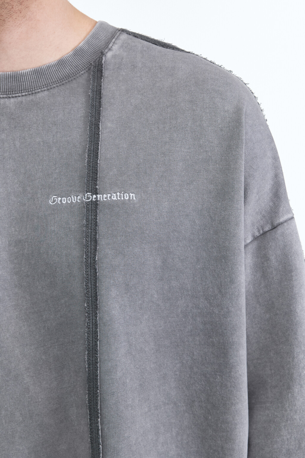 Свитшот oversize с вареным эффектом - цвет серый - 7