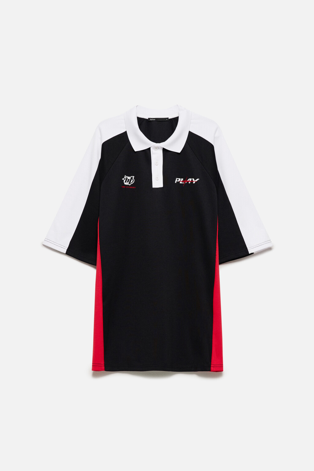 Футболка-поло oversize из футера с принтом - цвет черный - 8