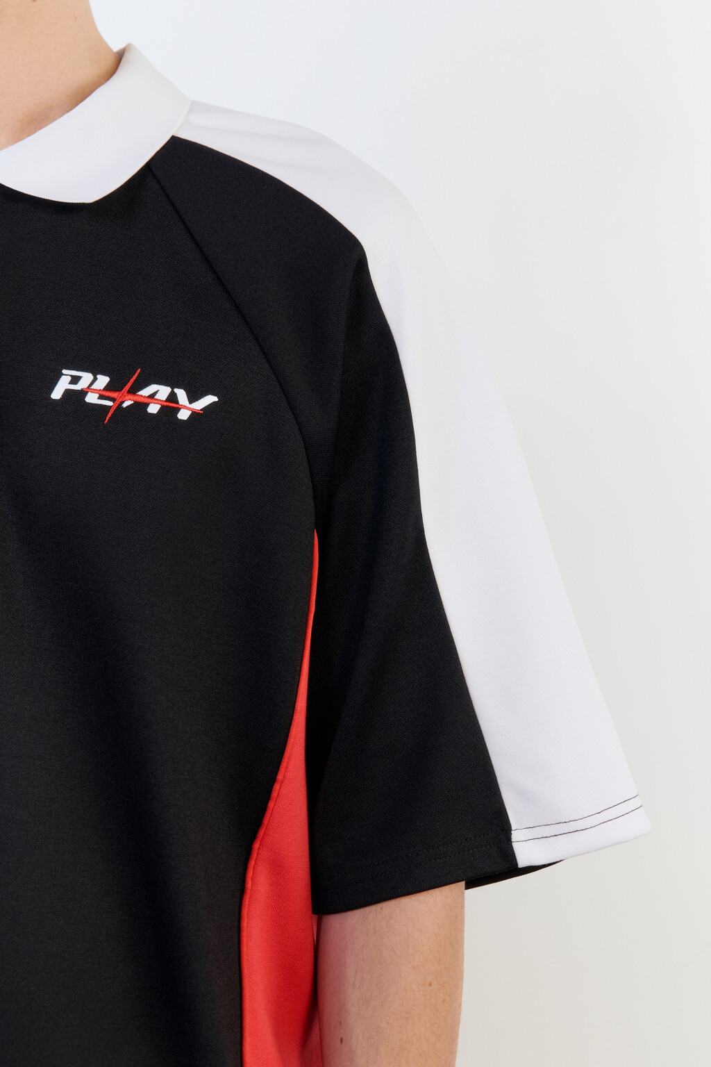 Футболка-поло oversize из футера с принтом - цвет черный - 7