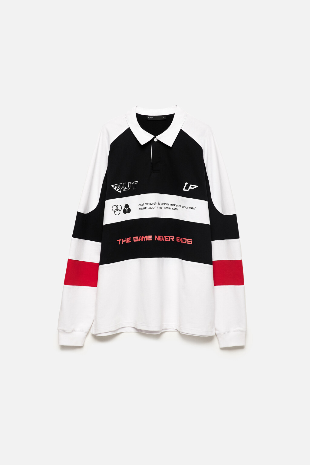 Свитшот с рубашечным воротником и принтом - цвет черный - 10