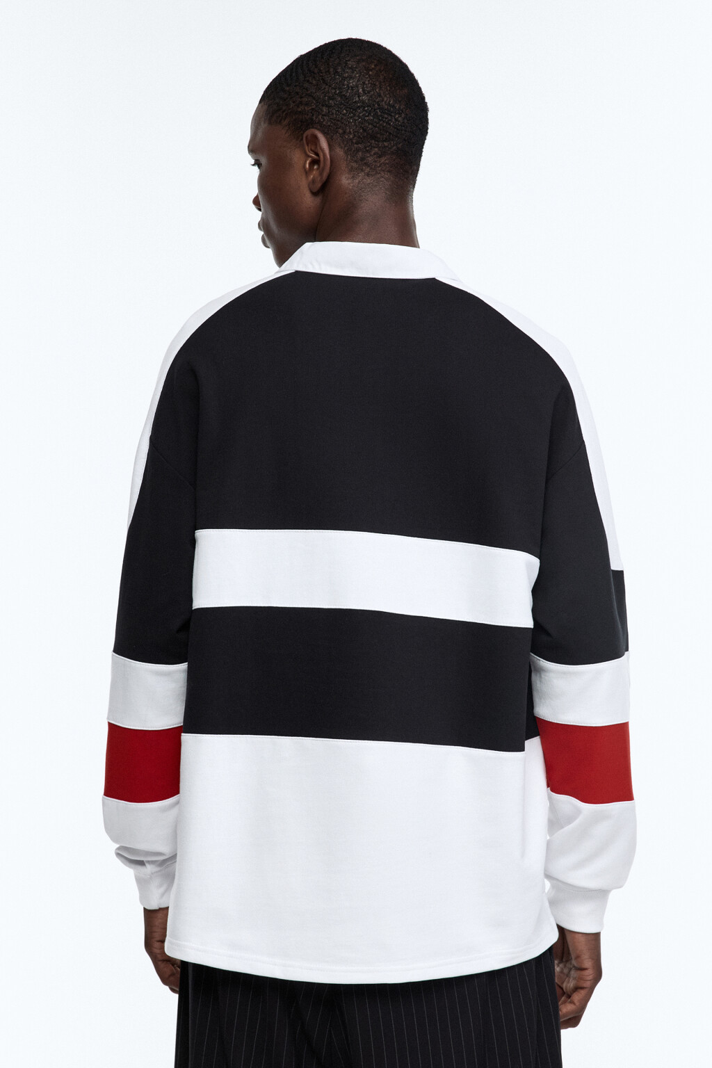 Свитшот с рубашечным воротником и принтом - цвет черный - 5