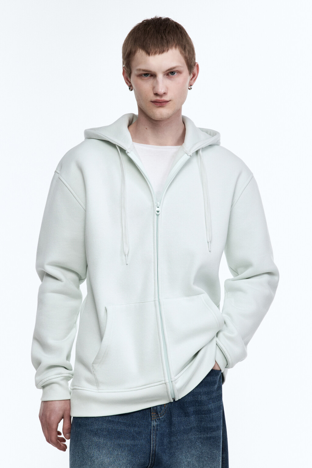 Худи oversize на молнии с капюшоном - цвет мятный - 3