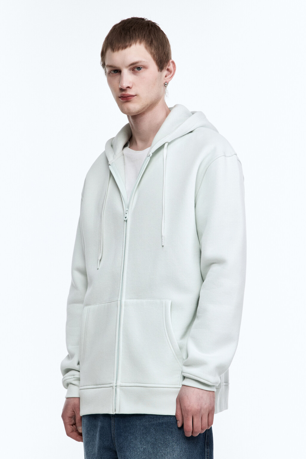 Худи oversize на молнии с капюшоном - цвет мятный - 4