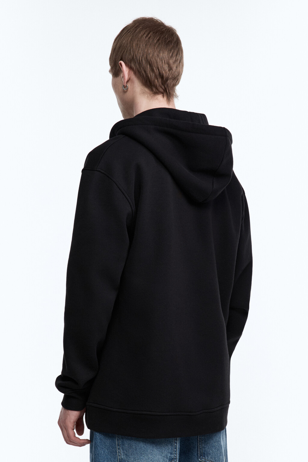 Худи oversize на молнии с капюшоном - цвет черный - 4