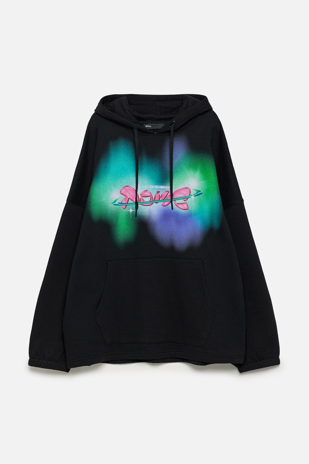 Худи oversize с принтом и надписью - цвет черный - 8