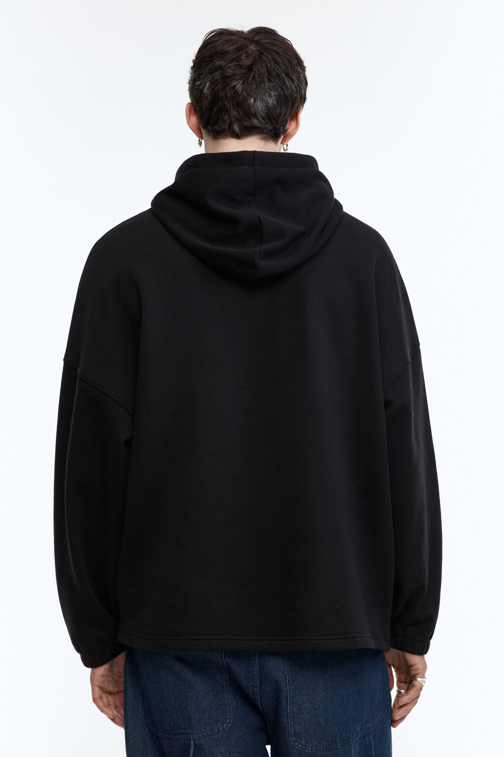 Худи oversize с принтом и надписью - цвет черный - 4