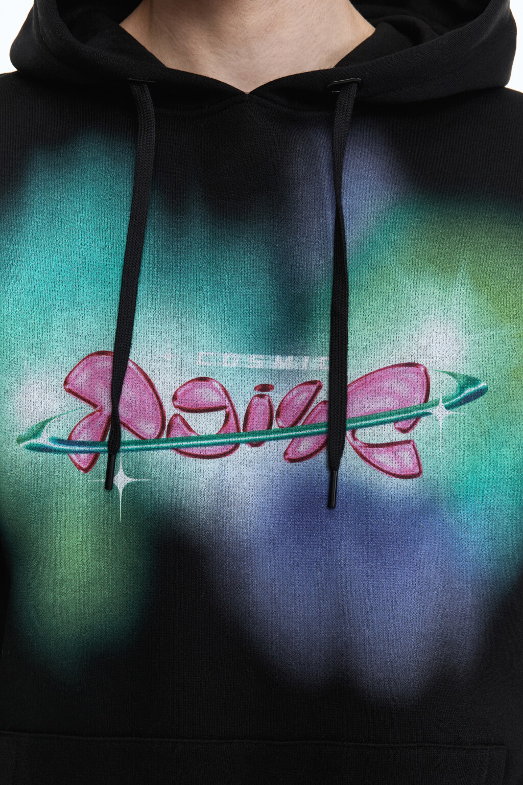 Худи oversize с принтом и надписью - цвет черный - 6