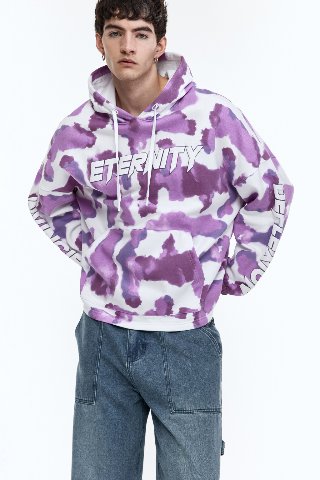 Худи oversize с принтом и надписью - цвет розовый - 2