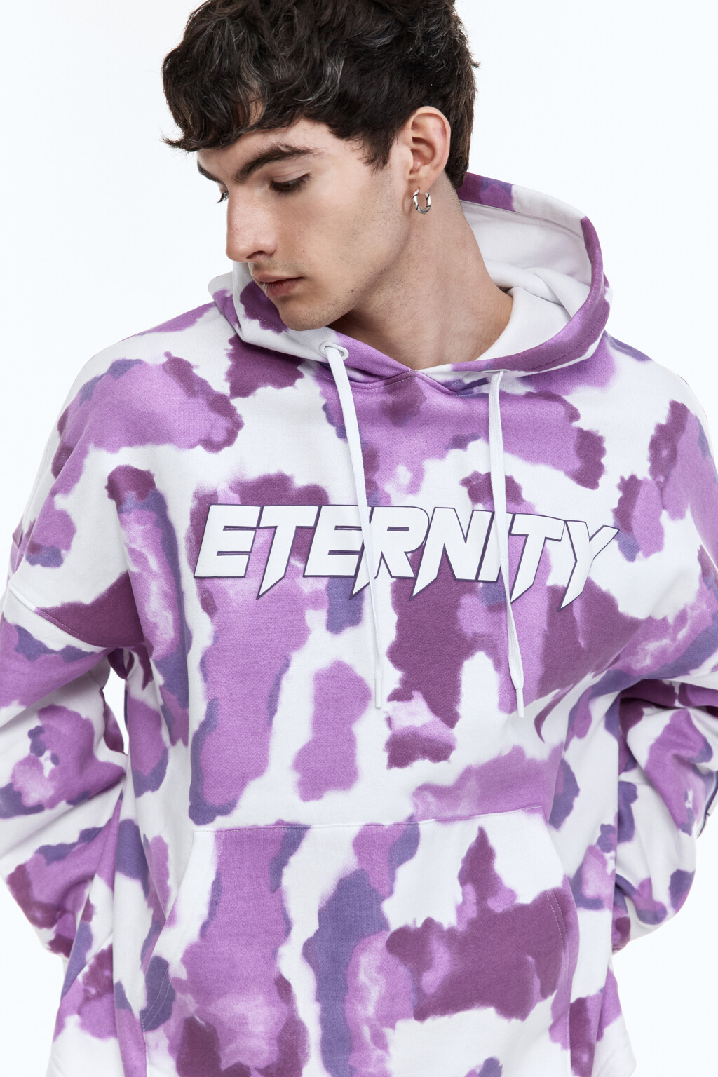 Худи oversize с принтом и надписью - цвет розовый - 1