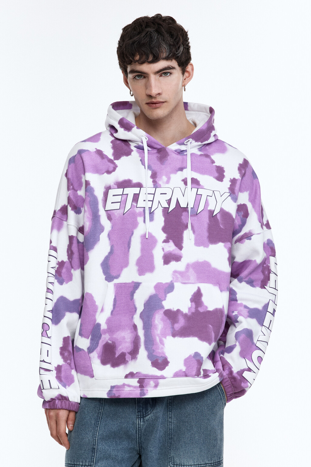 Худи oversize с принтом и надписью - цвет розовый - 4