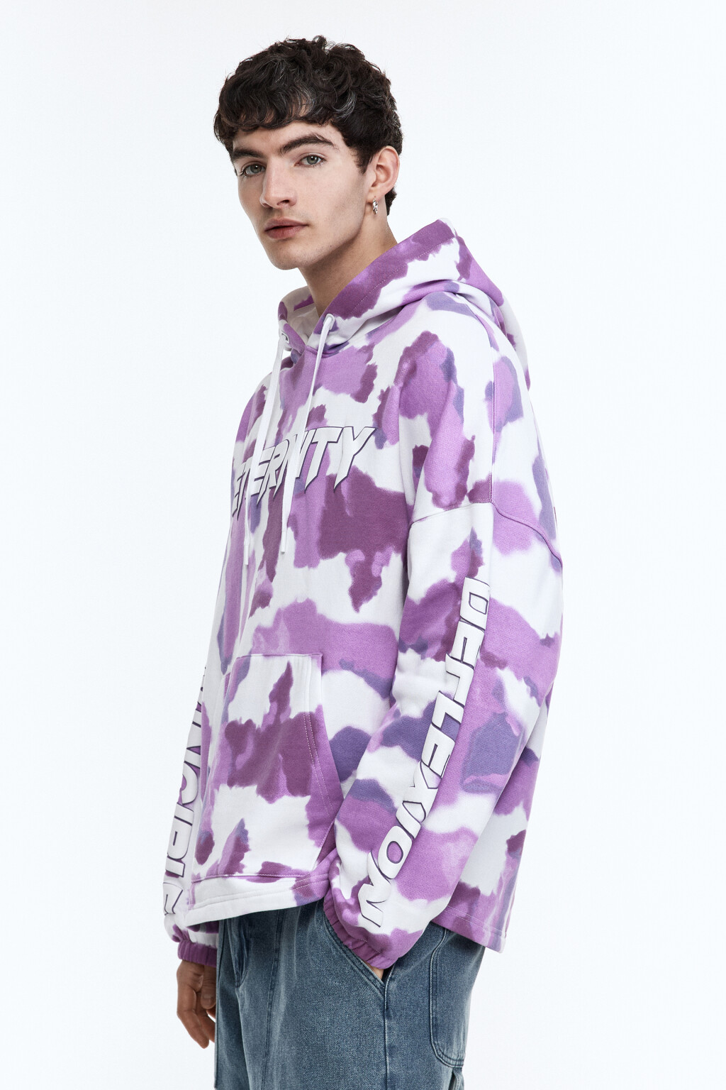 Худи oversize с принтом и надписью - цвет розовый - 5