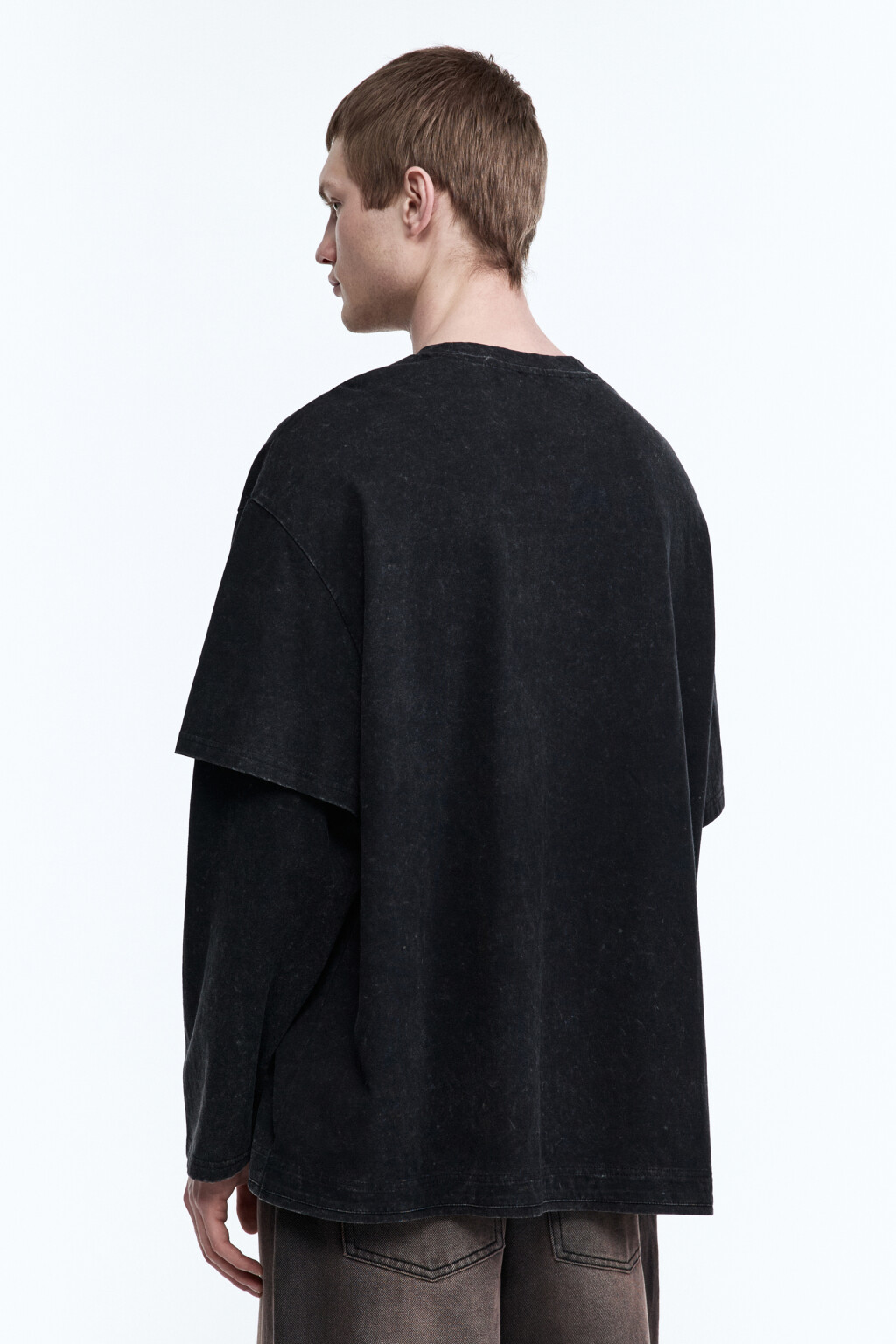 Лонгслив с двойными рукавами и принтом - цвет черный - 5