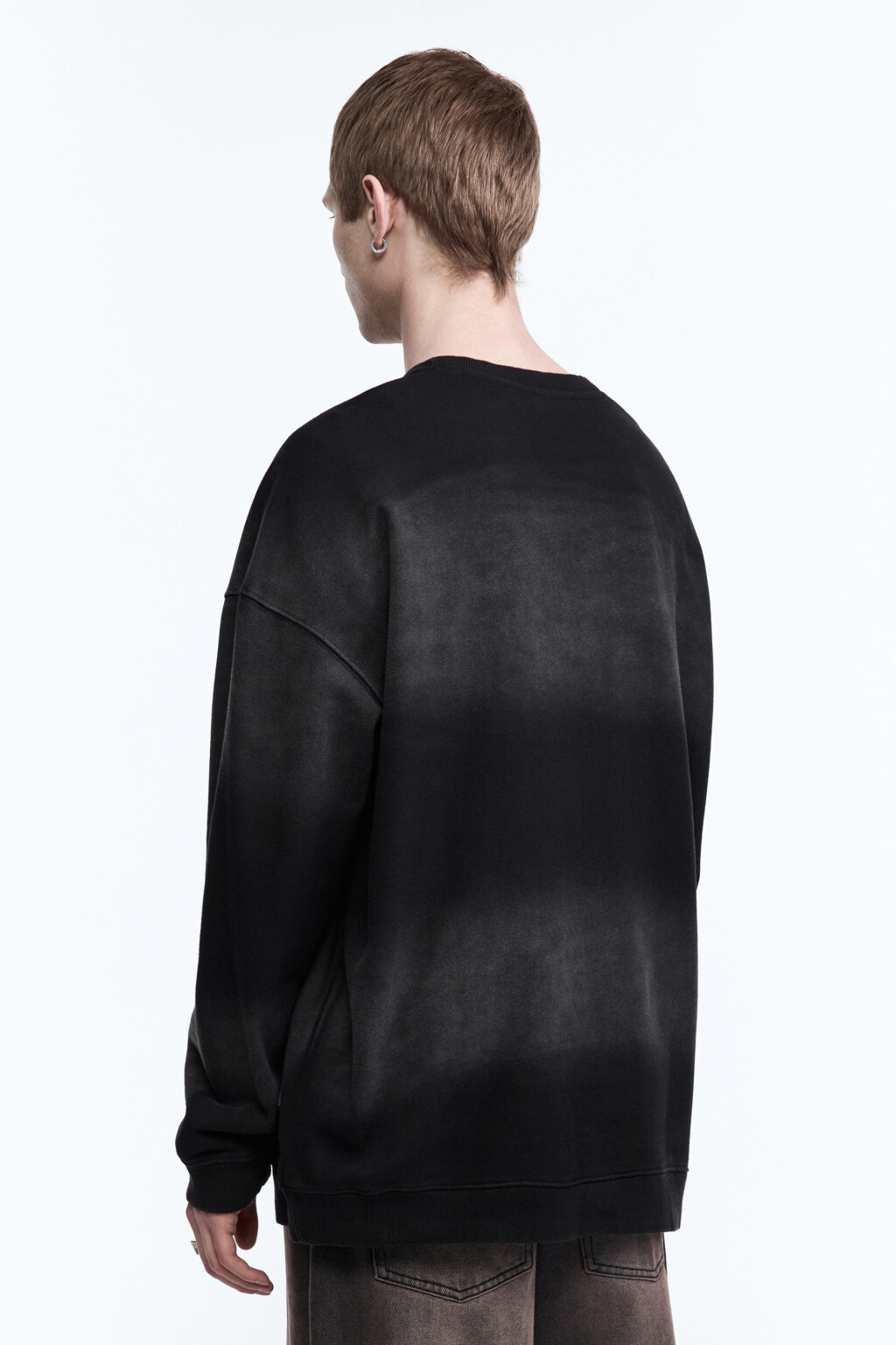 Свитшот oversize со стиркой bleach wash - цвет черный - 4