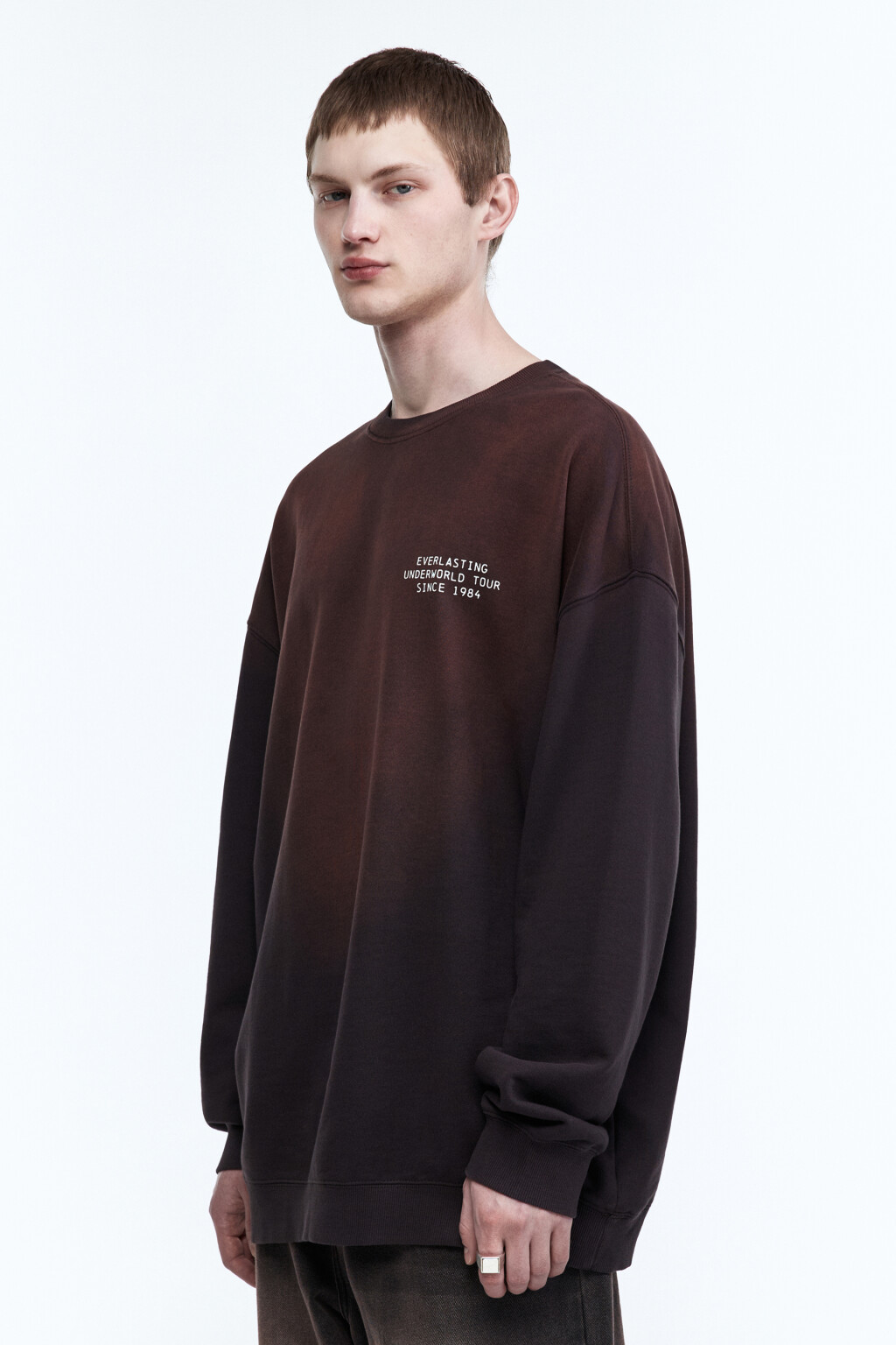 Свитшот oversize со стиркой bleach wash - цвет коричневый - 3