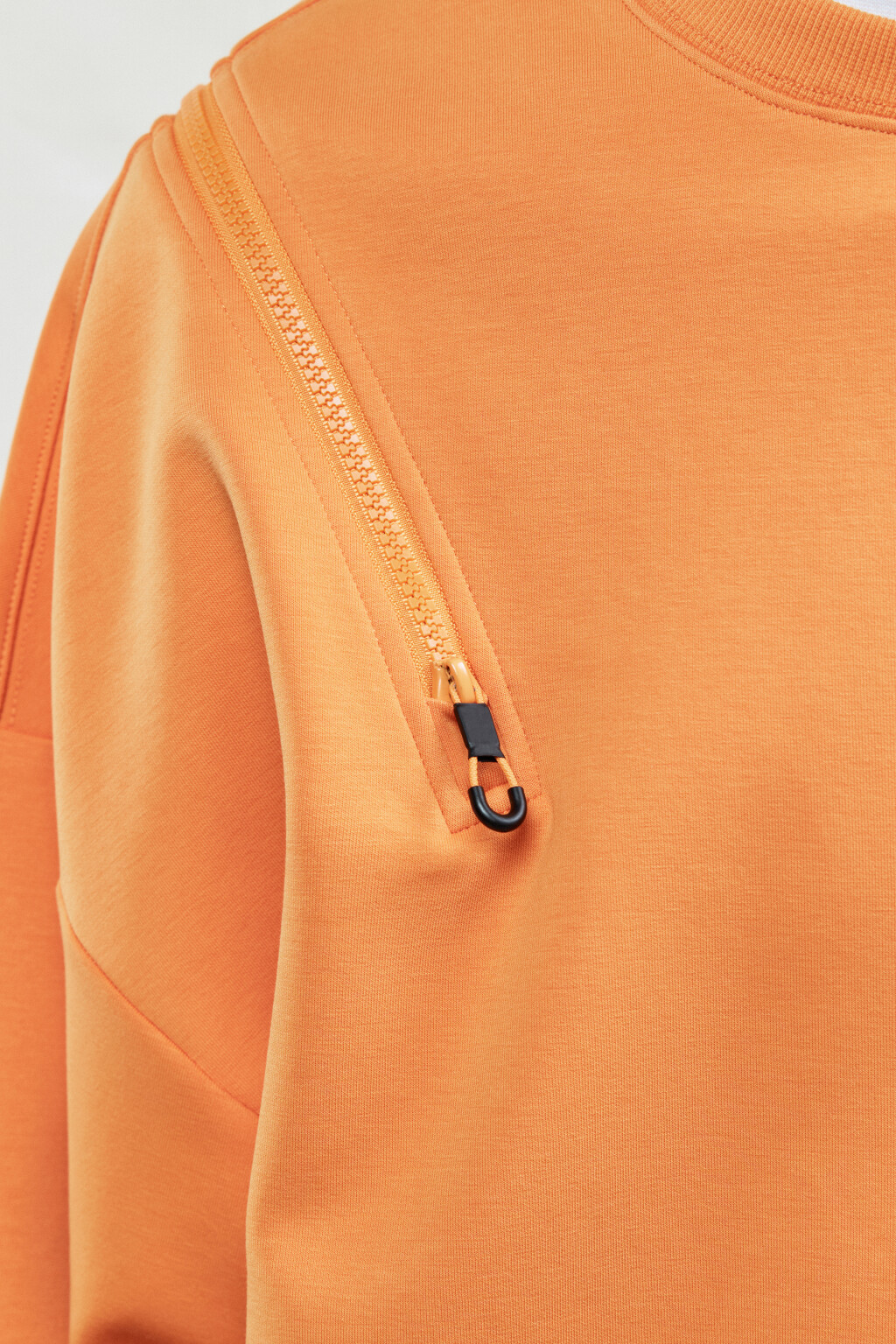 Свитшот oversize с молниями на плечах - цвет оранжевый - 6