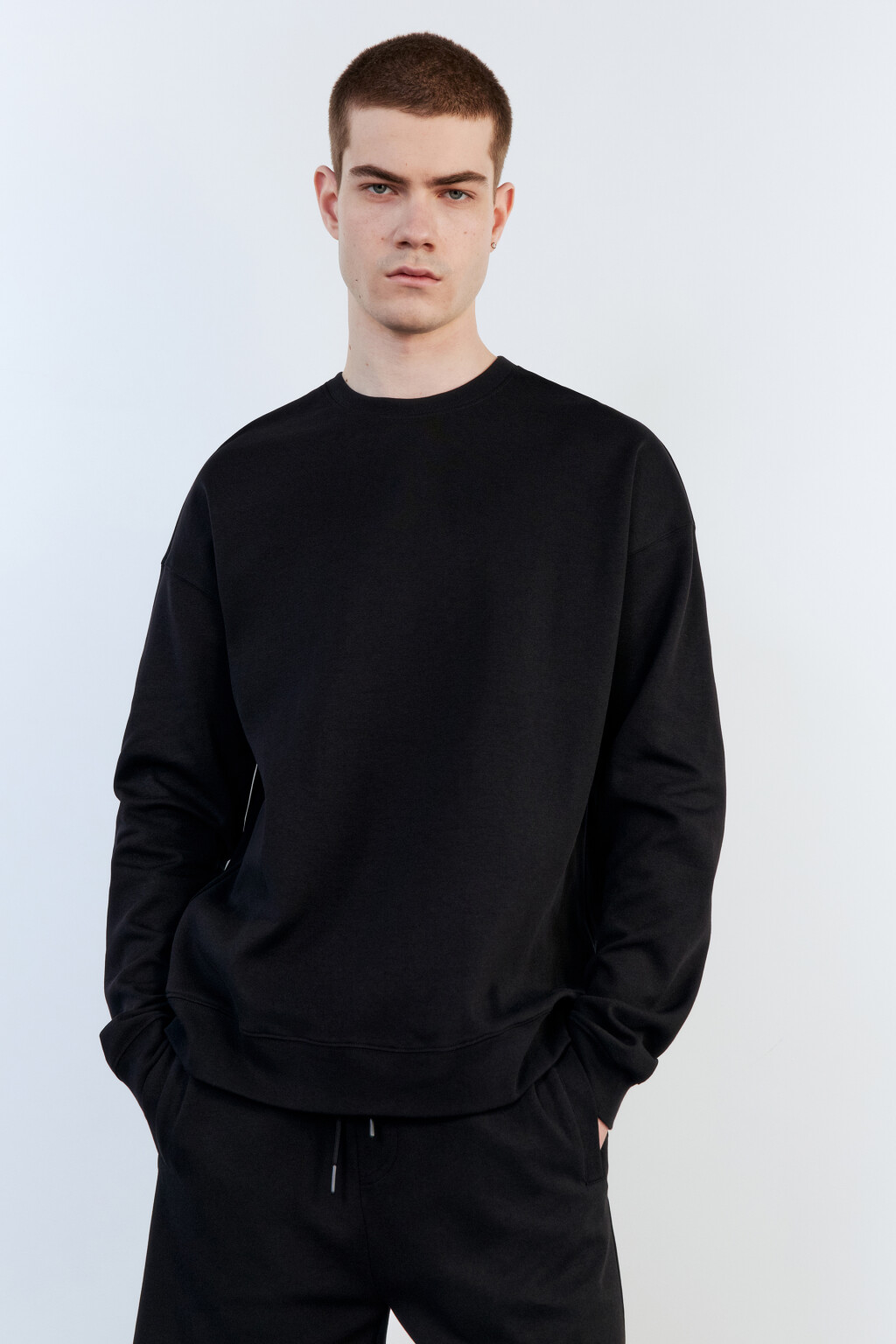 Свитшот oversize базовый из футера - цвет черный - 1