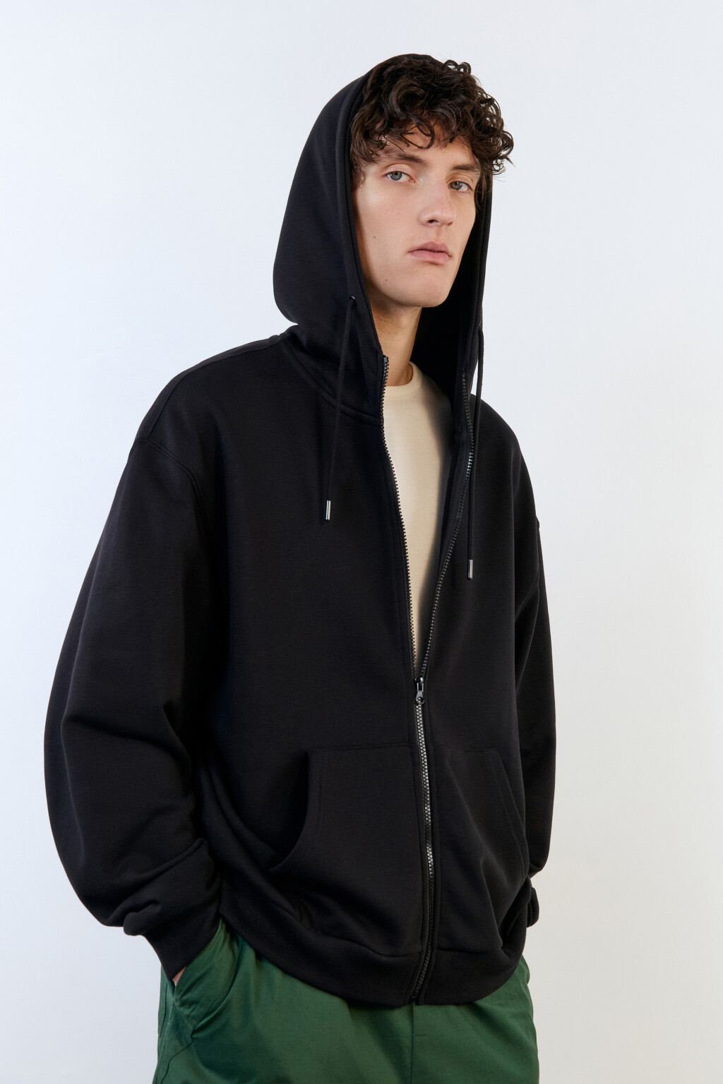 Худи на молнии oversize с капюшоном 2423123012, цвет: черный (50) по ...