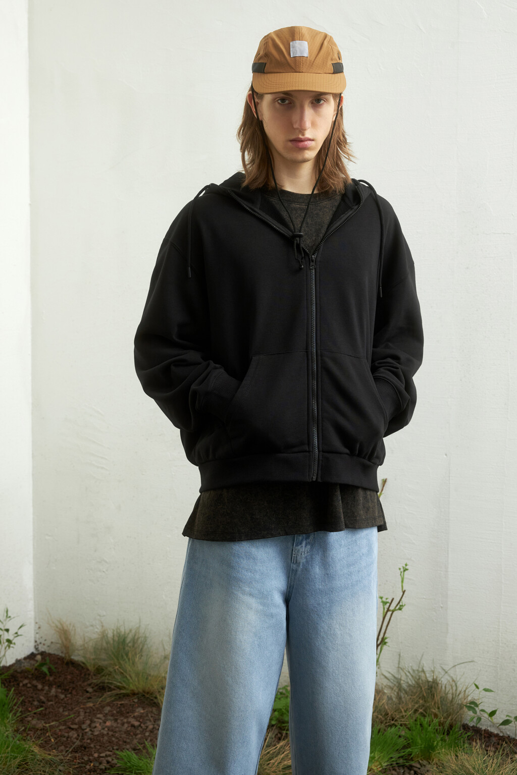 Худи на молнии oversize с капюшоном - цвет черный - 10