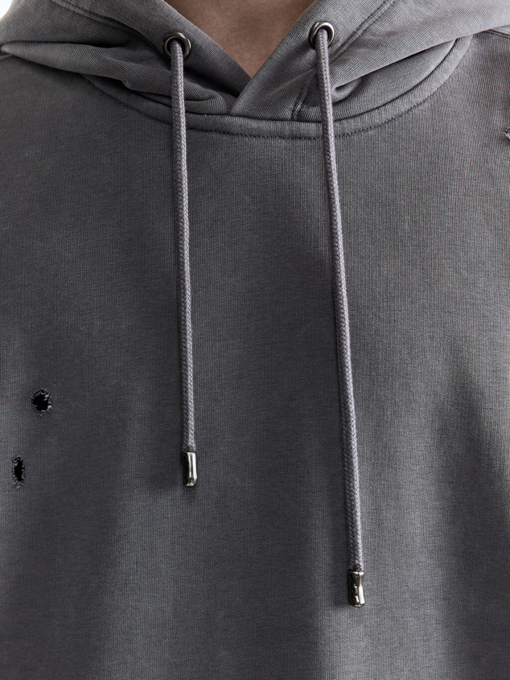 Худи oversize рваная с вареным эффектом - цвет серый - 7