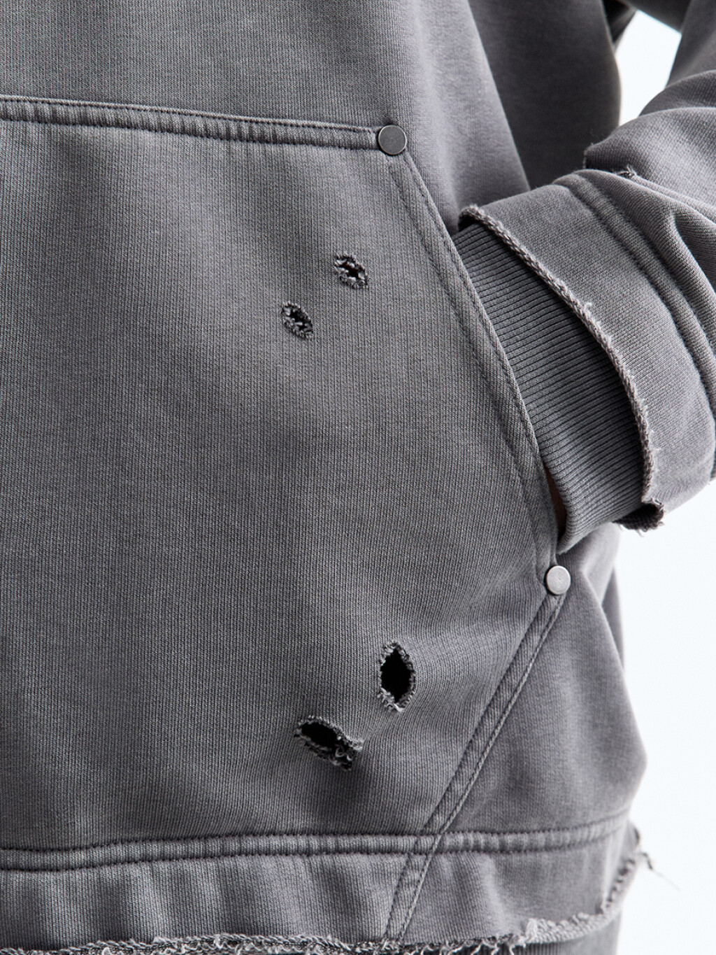 Худи oversize рваная с вареным эффектом - цвет серый - 8