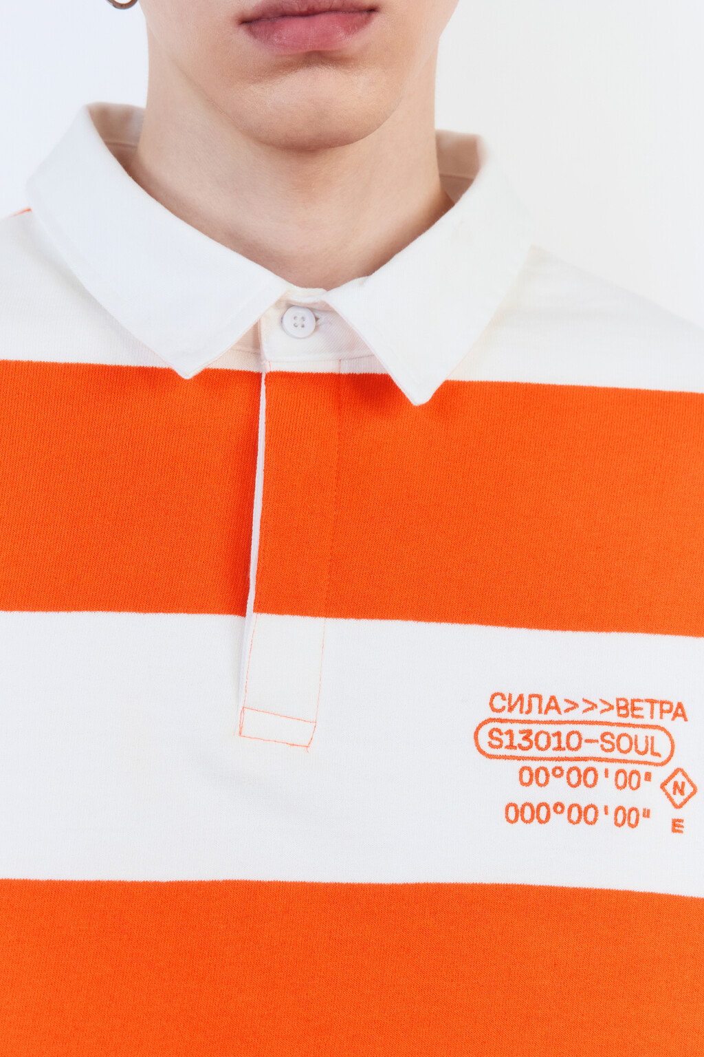 Свитшот в полоску с надписью на груди - цвет оранжевый - 6