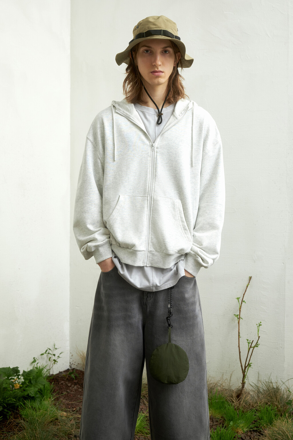 Худи на молнии oversize с капюшоном - цвет серый - 10
