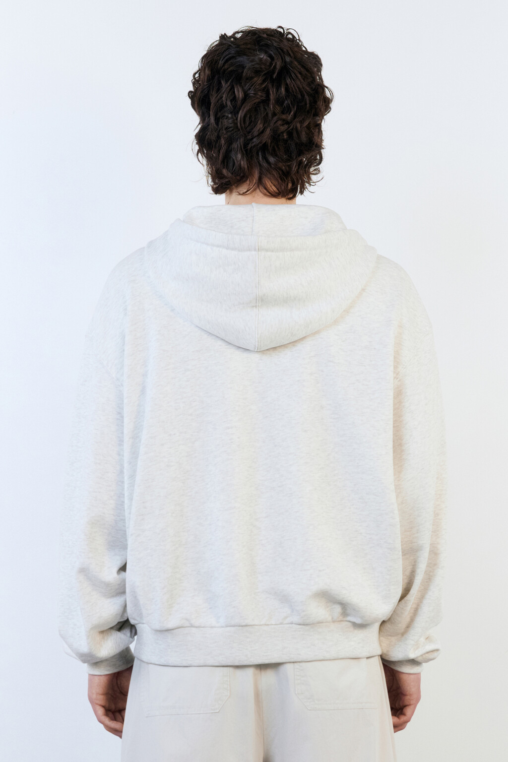 Худи на молнии oversize с капюшоном - цвет серый - 4