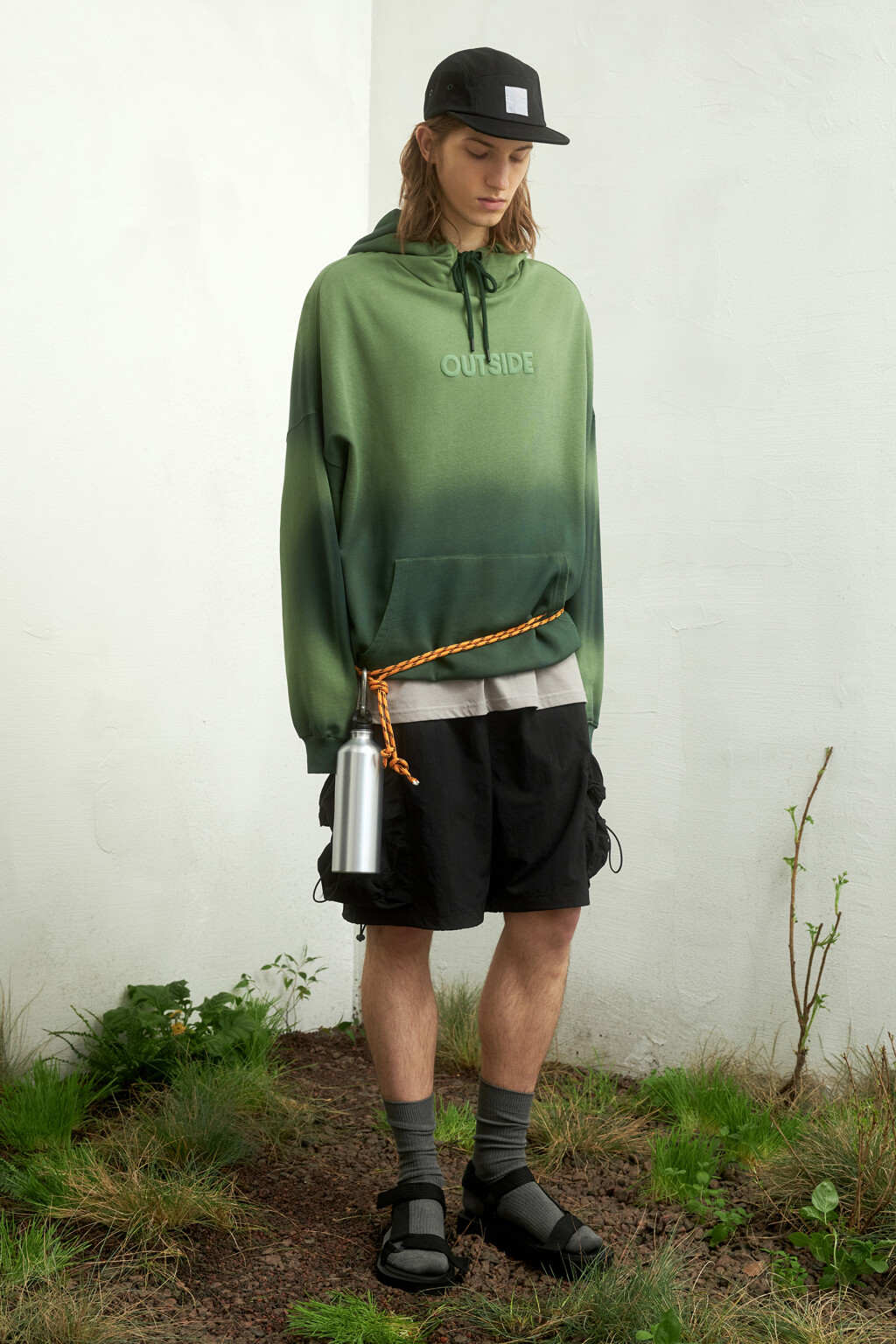 Худи oversize с вареным эффектом и принтом - цвет зеленый - 9