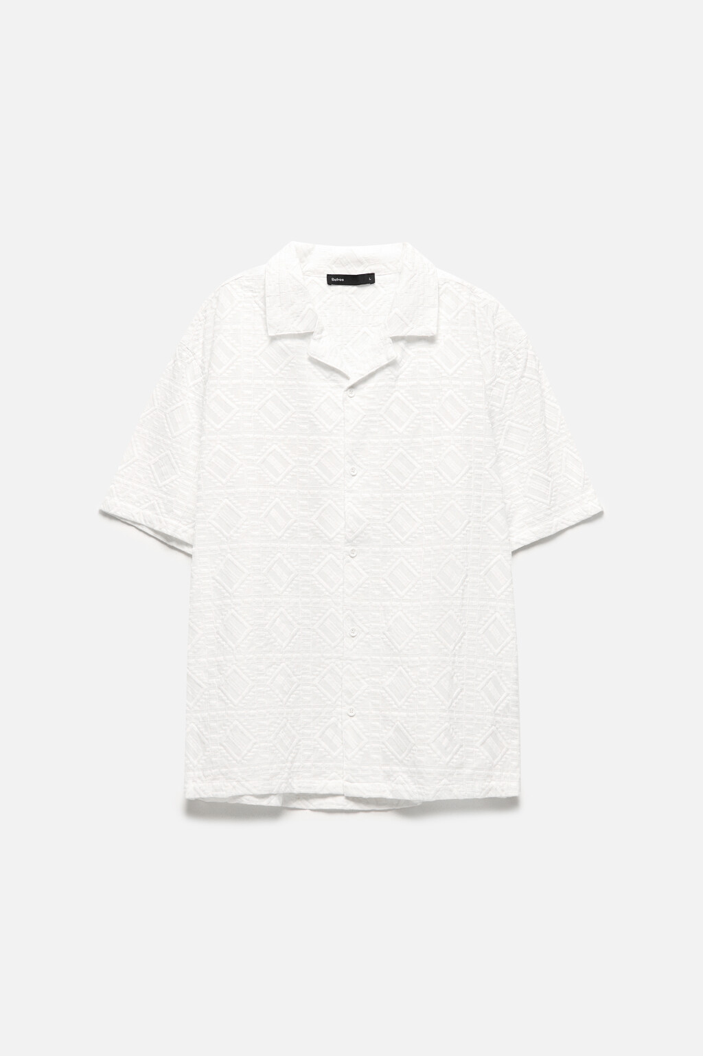 Рубашка прямая хлопковая с узором - цвет белый - 8