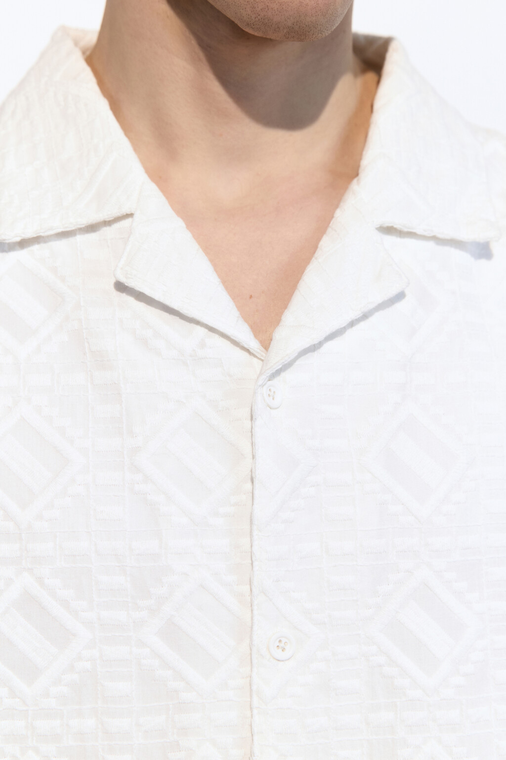 Рубашка прямая хлопковая с узором - цвет белый - 6