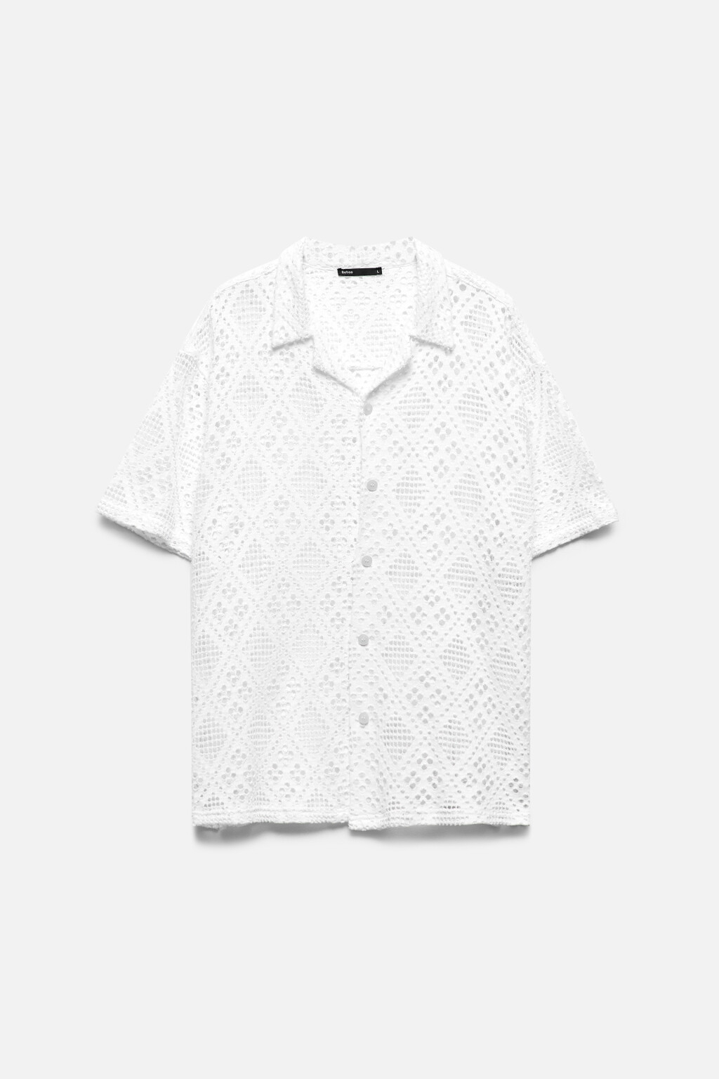 Рубашка с коротким рукавом из ткани кроше - цвет молочный - 9