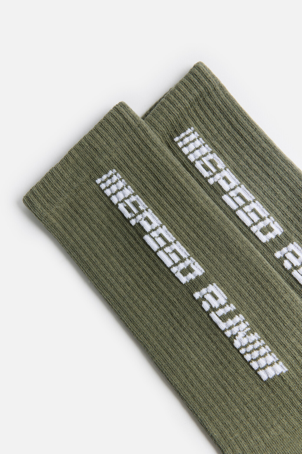 Носки высокие с принтом-надписью - цвет зеленый - 2
