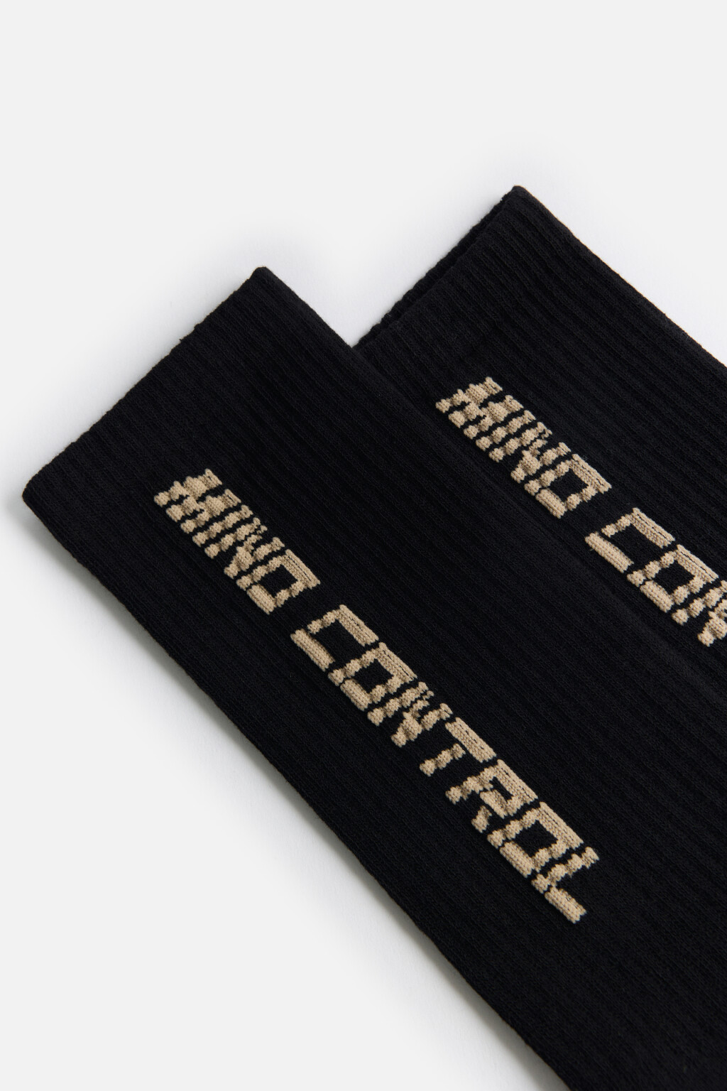 Носки высокие с принтом-надписью - цвет черный - 2
