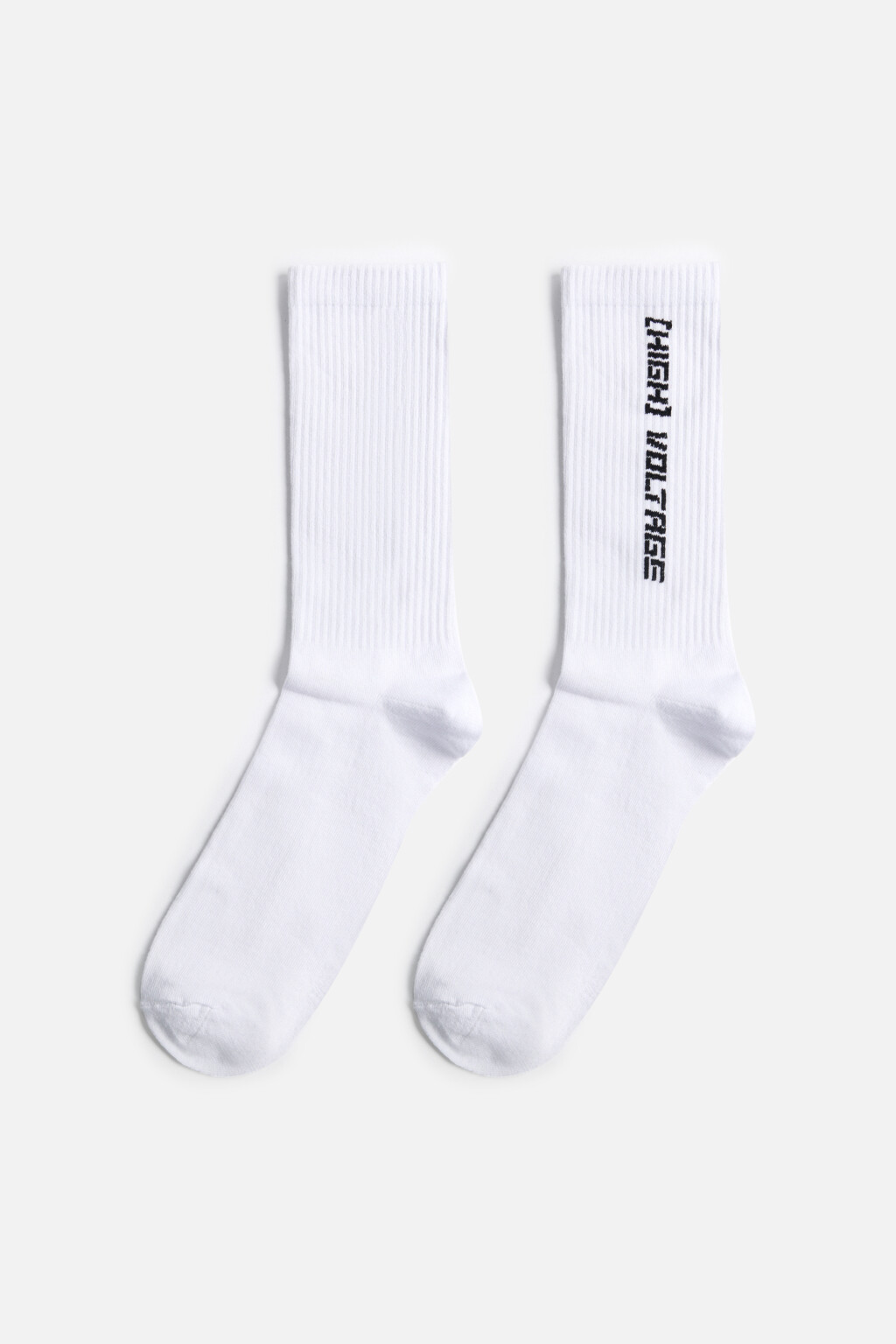 Носки высокие с принтом-надписью - цвет белый - 1