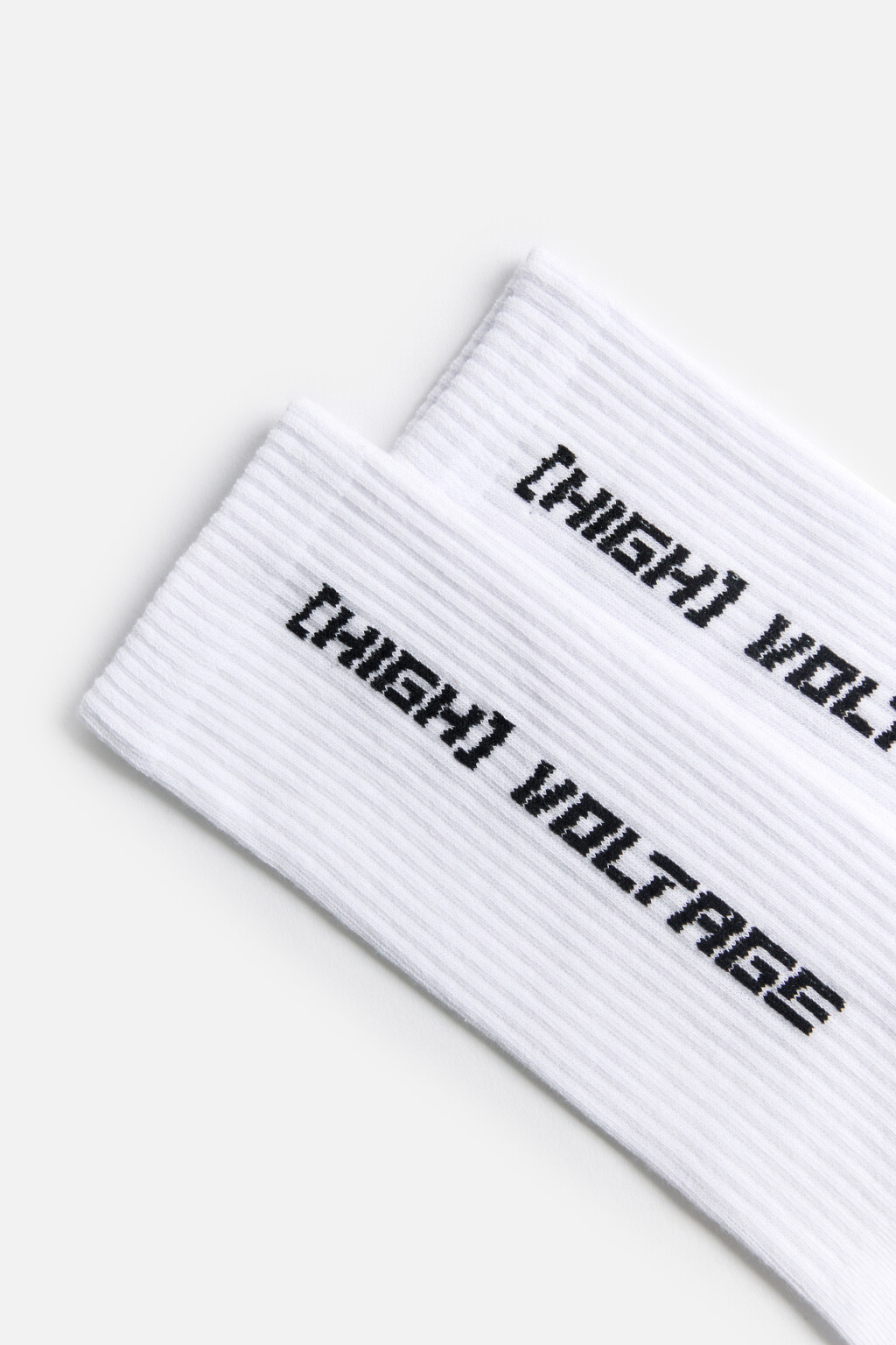 Носки высокие с принтом-надписью - цвет белый - 2
