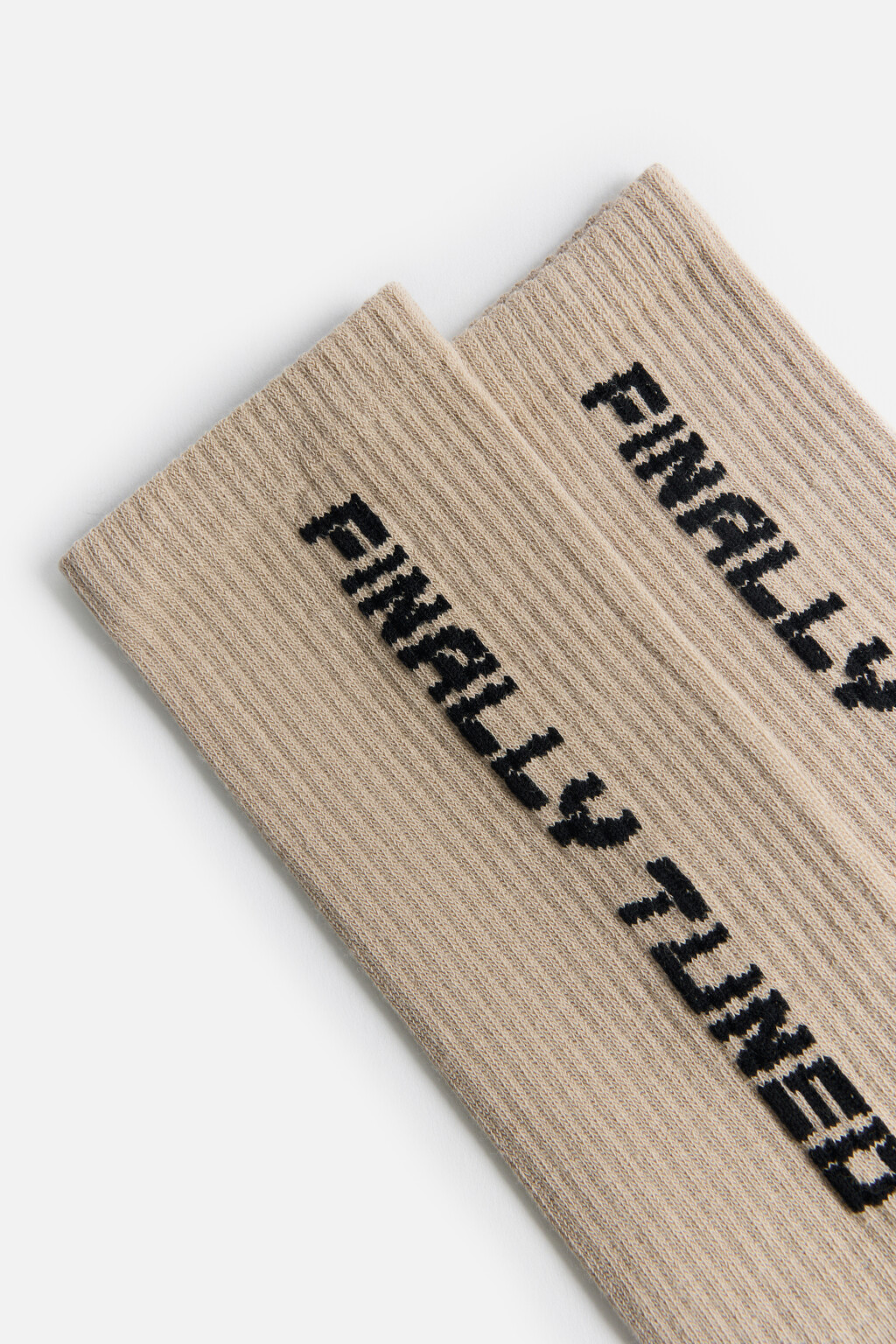 Носки высокие с принтом-надписью - цвет бежевый - 2