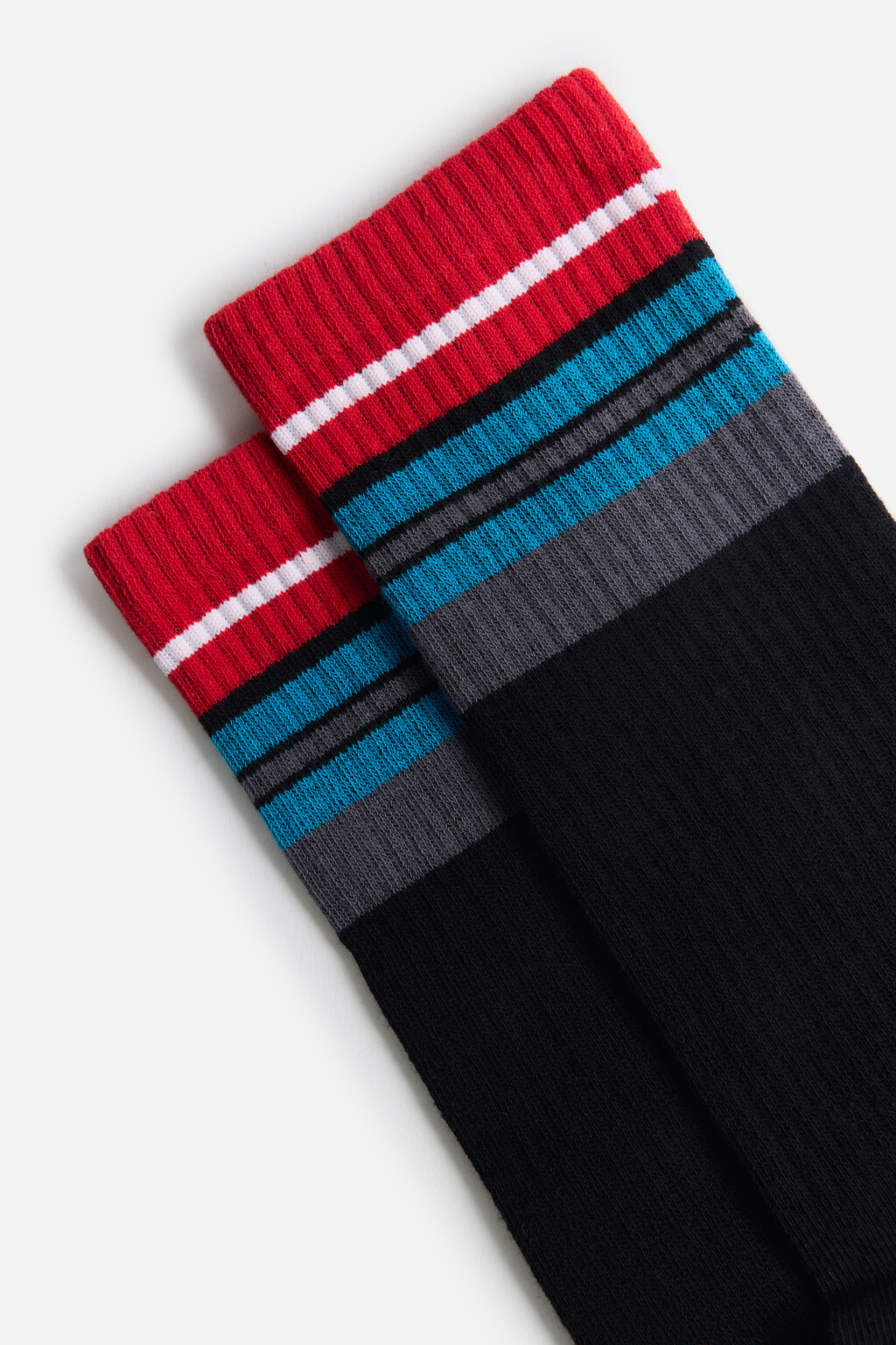 Носки высокие с полосками - цвет черный - 2