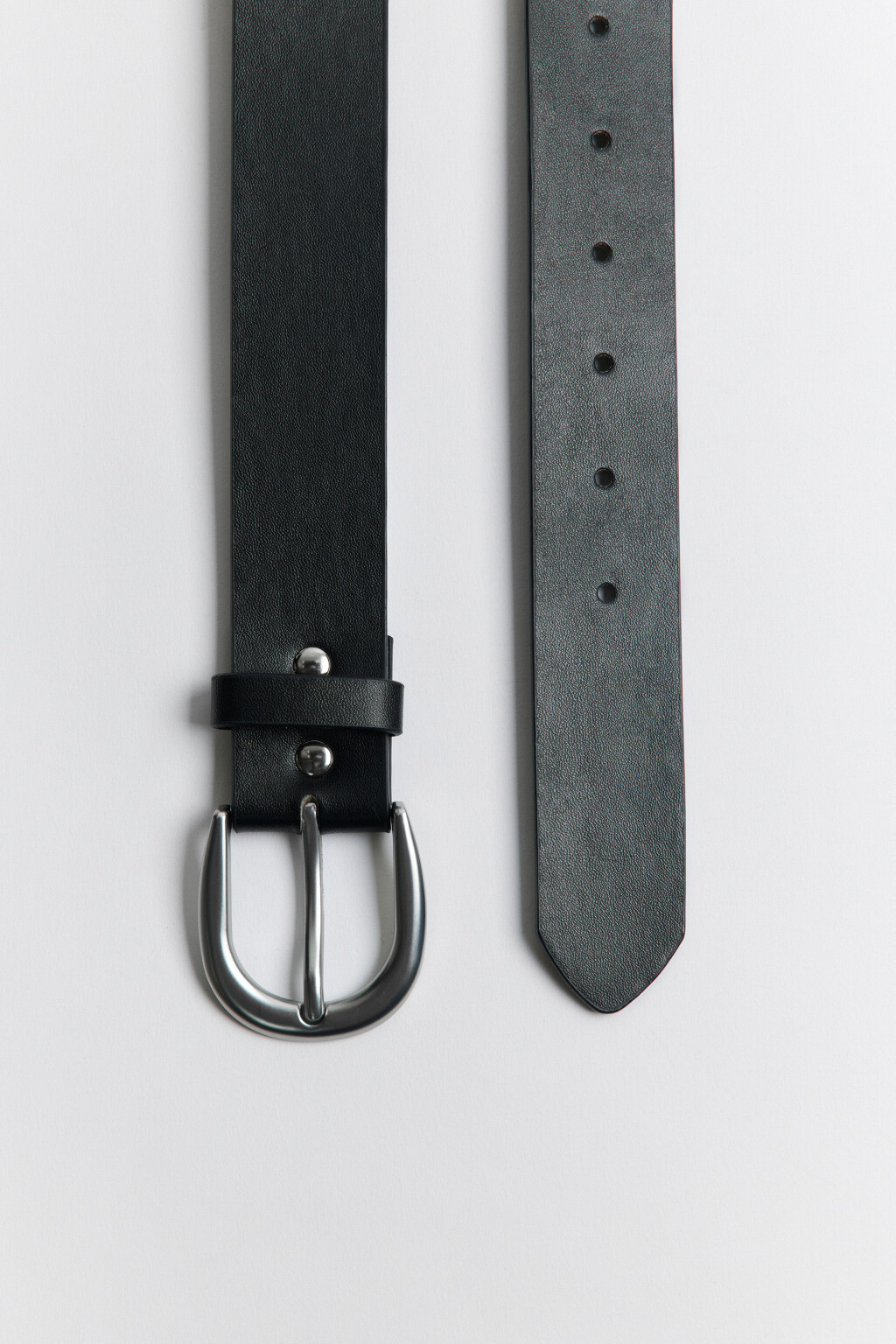Ремень брючный с закругленной пряжкой - цвет черный - 2