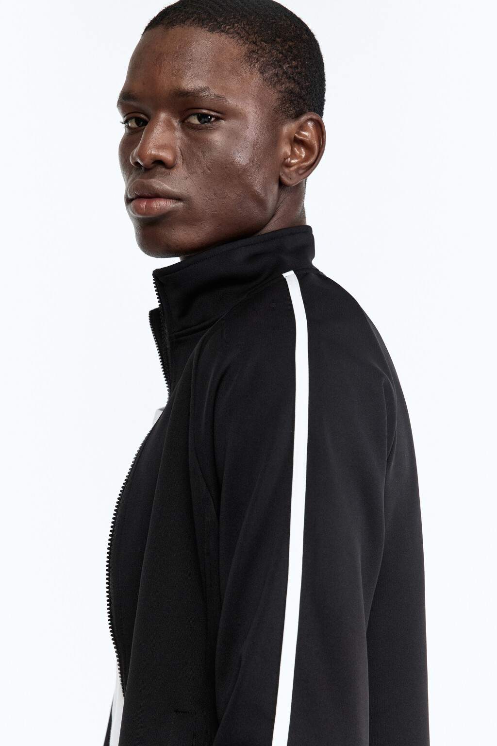 Куртка-олимпийка спортивная с лампасами - цвет черный - 5