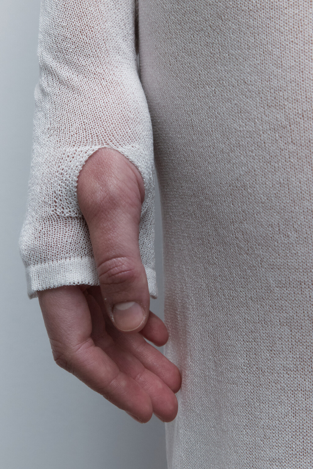 Лонгслив пляжный вискозный тонкой вязки - цвет белый - 7