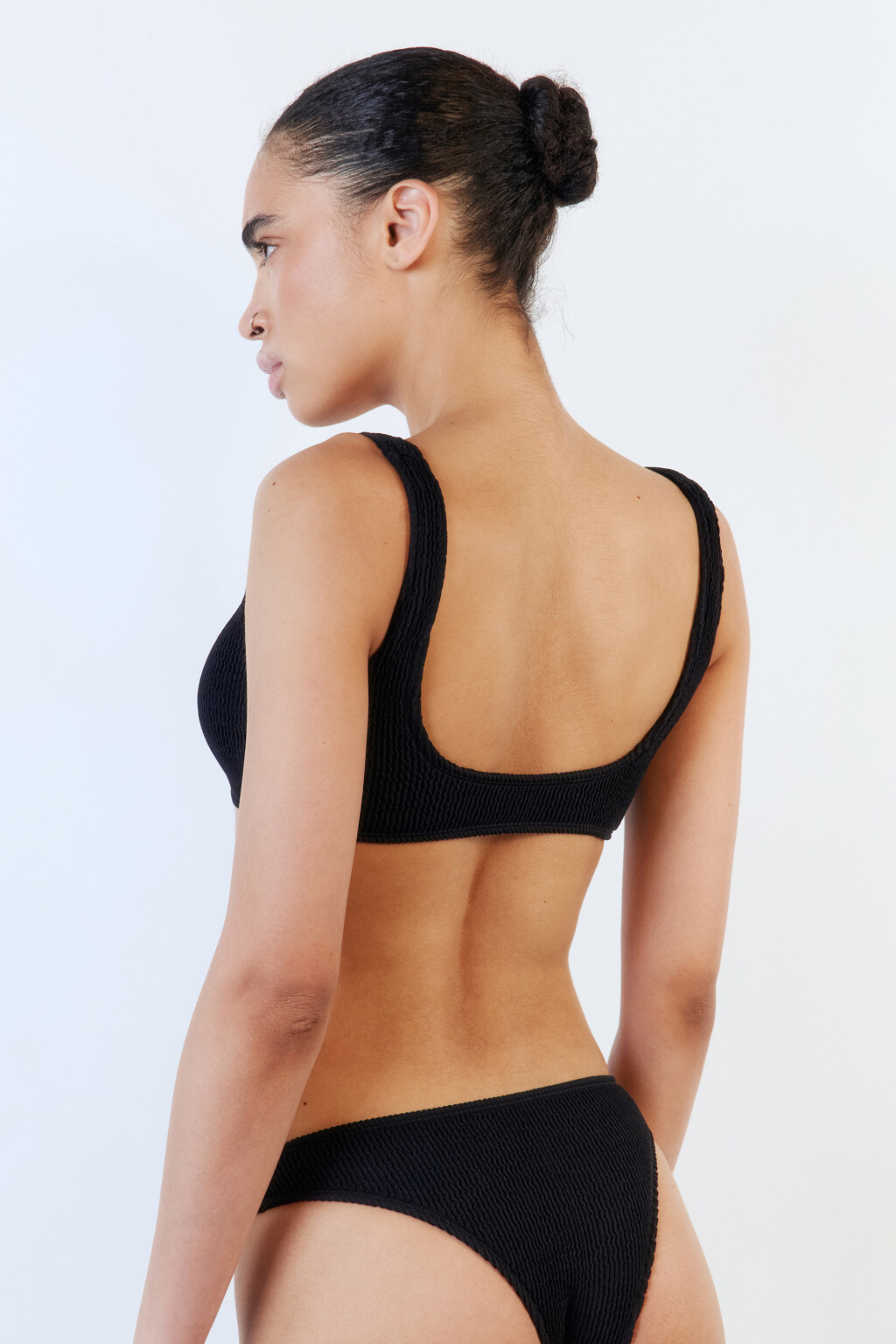 Лиф-бра купальный из жатой ткани - цвет черный - 4