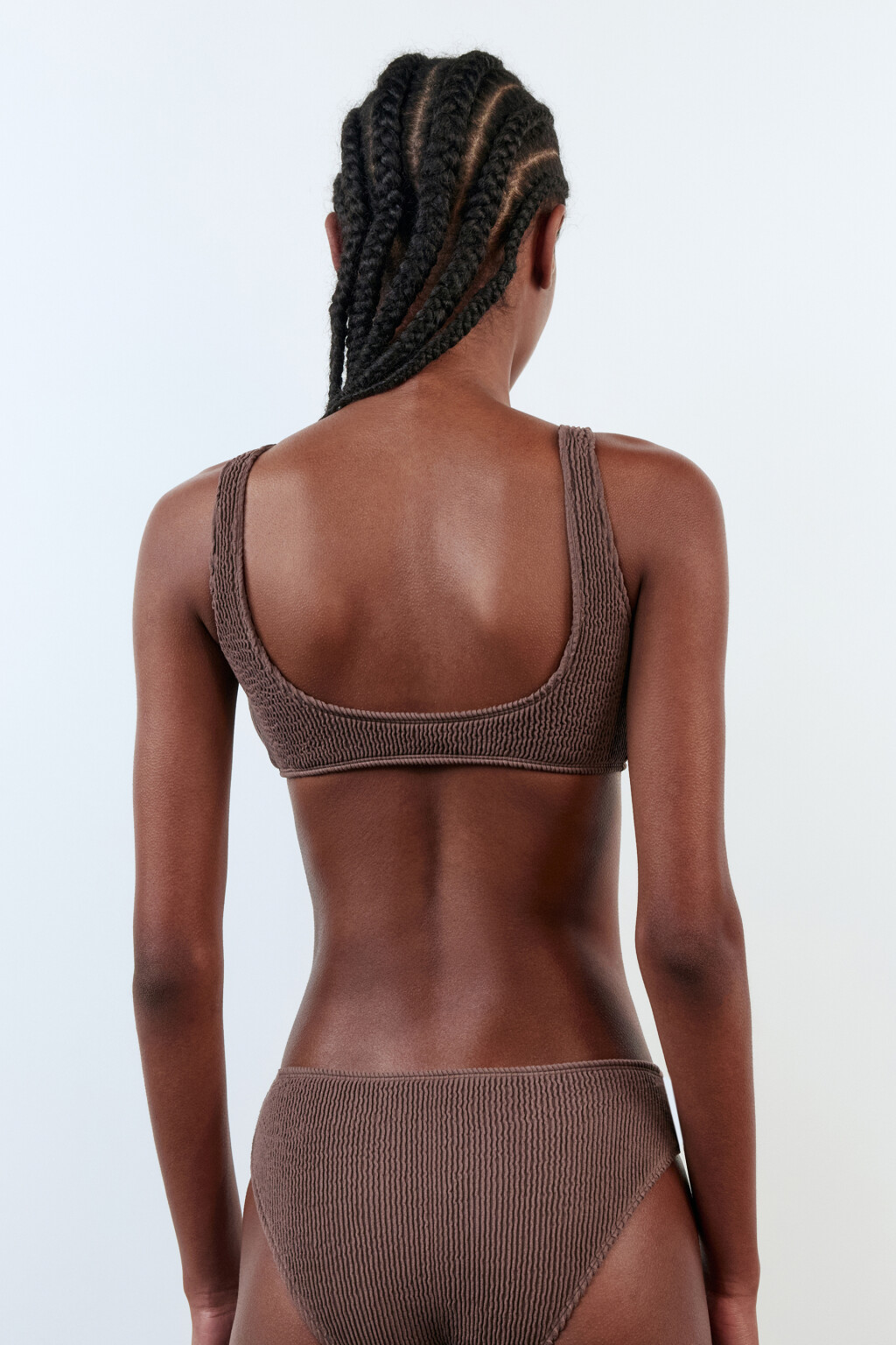Лиф-бра купальный из жатой ткани - цвет бежевый - 3