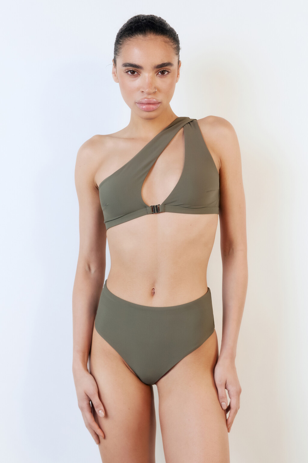 Трусы-слипы купальные гладкие с высокой посадкой - цвет зеленый - 5