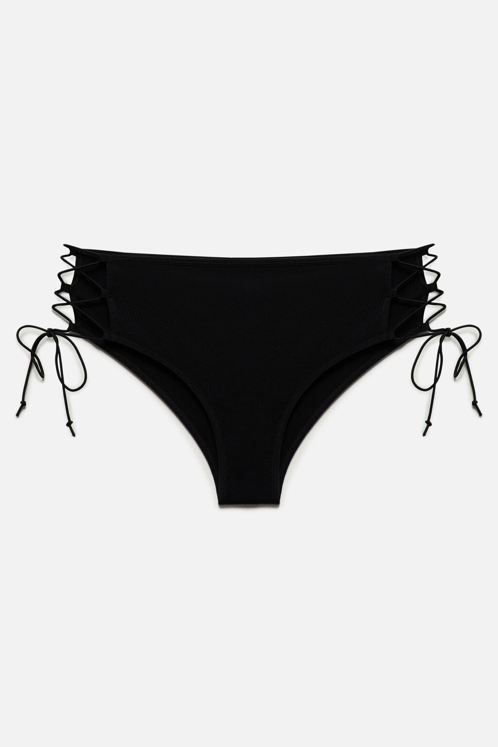 Трусы-слипы купальные в рубчик со шнуровкой - цвет черный - 5