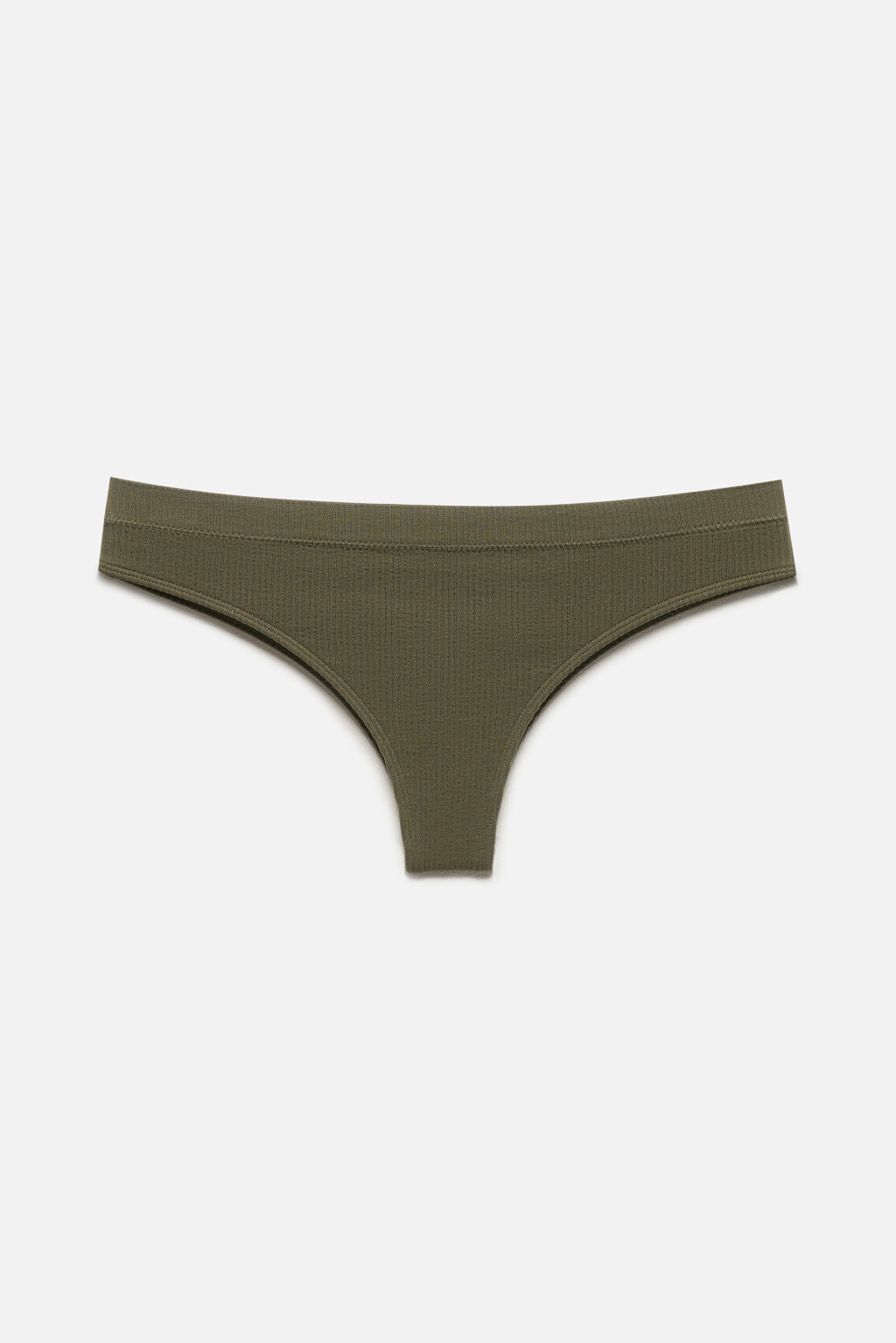 Трусы-танга купальные бесшовные в рубчик - цвет зеленый - 5