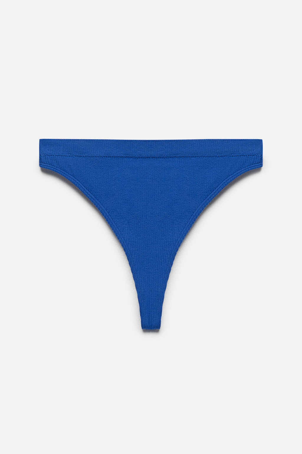 Трусы-стринги купальные высокие в рубчик - цвет синий - 5