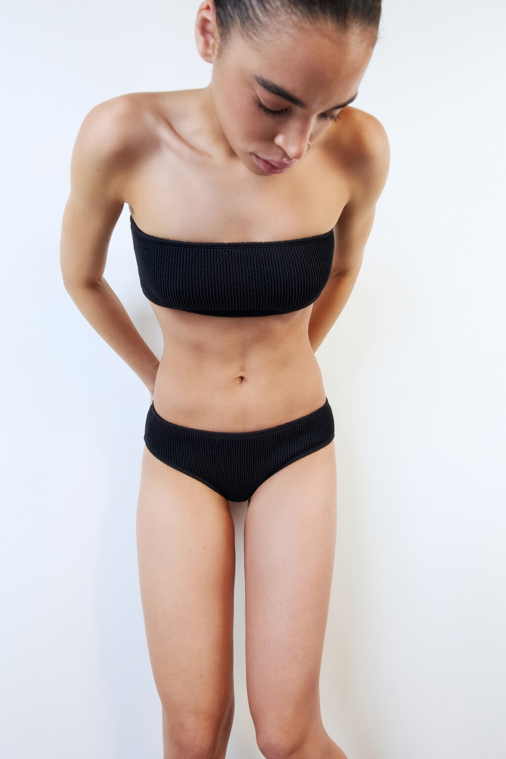 Трусы-слипы купальные из жатой ткани - цвет черный - 1